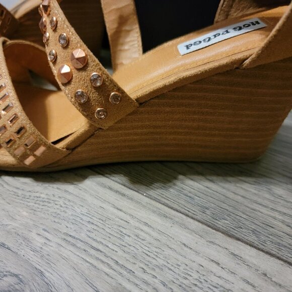 Not Rated Serpentina Rose Gold Embellished Wedge Sandal. Size 9. Worn once. - Picture 7 of 10